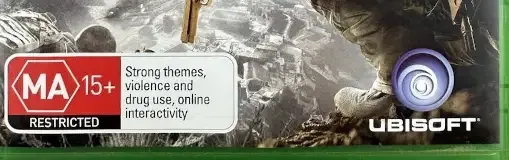 Tom Clancy's Ghost Recon: Wildlands, the Australian classification mark on its front