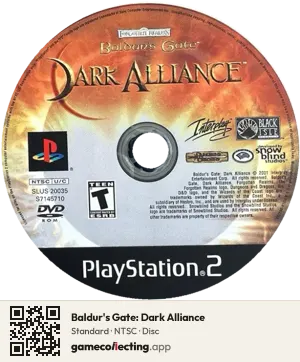 Baldur's Gate: Dark Alliance PlayStation 2, NTSC disc
