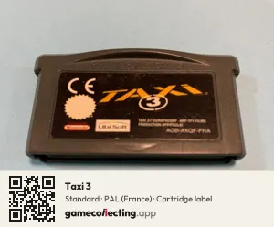 Taxi 3 Game Boy Advance, PAL cartridge label