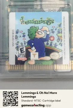 Lemmings & Oh No! More Lemmings Game Boy Color, NTSC cartridge label