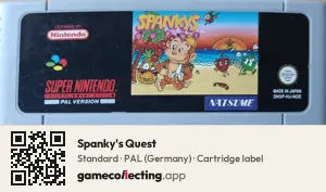 Spanky's Quest Super Nintendo Entertainment System, PAL cartridge label