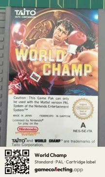 World Champ Nintendo Entertainment System, PAL cartridge label