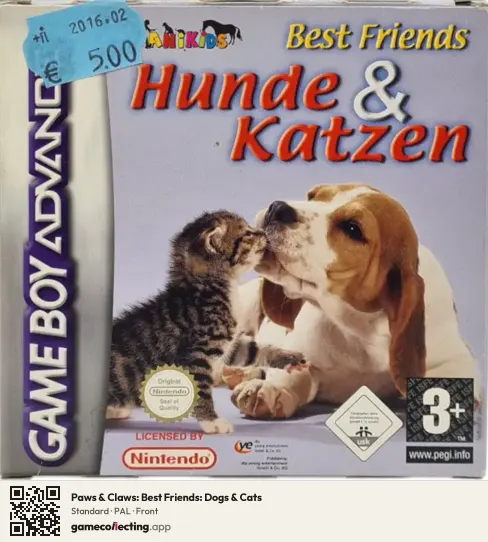 Paws & Claws: Best Friends: Dogs & Cats Game Boy Advance, PAL box front
