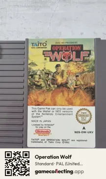 Operation Wolf Nintendo Entertainment System, PAL cartridge label