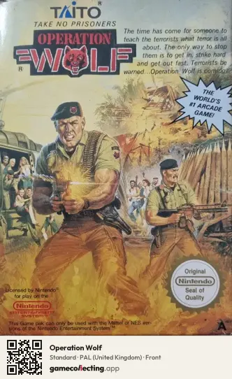 Operation Wolf Nintendo Entertainment System, United Kingdom box front