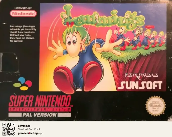 Lemmings Super Nintendo Entertainment System, PAL box front