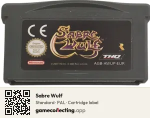 Sabre Wulf Game Boy Advance, PAL cartridge label