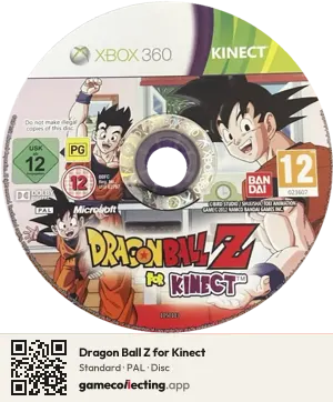 Dragon Ball Z for Kinect Xbox 360, PAL disc