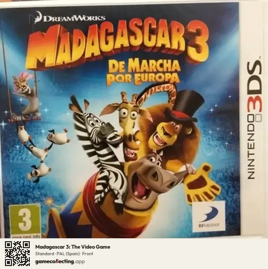 Madagascar 3: The Video Game Nintendo 3DS, Spain box front