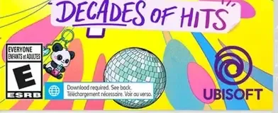Just Dance: Decades of Hits, the ESRB box on its front