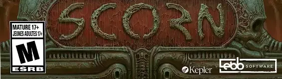 Scorn, the ESRB box on its front