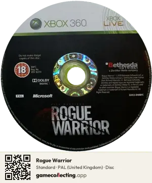 Rogue Warrior Xbox 360, PAL disc