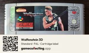Wolfenstein 3D Super Nintendo Entertainment System, PAL cartridge label