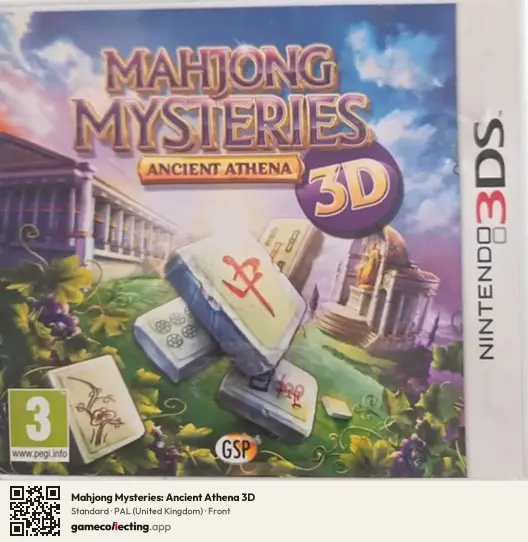 Mahjong Mysteries: Ancient Athena 3D Nintendo 3DS, United Kingdom box front