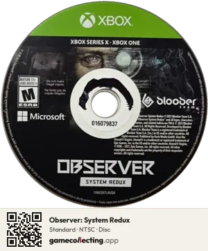Observer: System Redux Xbox Series X, NTSC disc