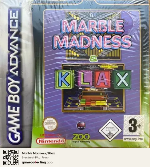 Marble Madness / Klax Game Boy Advance, PAL box front