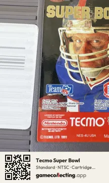 Tecmo Super Bowl Nintendo Entertainment System, NTSC cartridge label