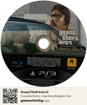 Grand Theft Auto IV PlayStation 3, Asia disc