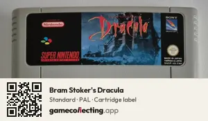 Bram Stoker's Dracula Super Nintendo Entertainment System, PAL cartridge label