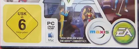 The Sims 3: Into the Future, the USK square on its front