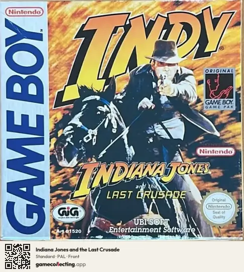 Indiana Jones and the Last Crusade Game Boy, PAL box front