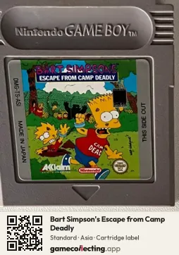 Bart Simpson's Escape from Camp Deadly Game Boy, Asia cartridge label