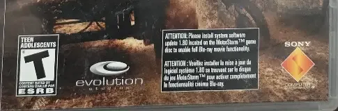 MotorStorm, the ESRB box on its front
