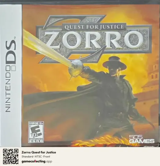 Zorro: Quest for Justice Nintendo DS, NTSC box front