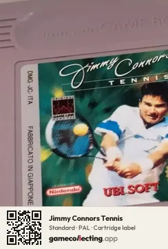 Jimmy Connors Tennis Game Boy, PAL cartridge label