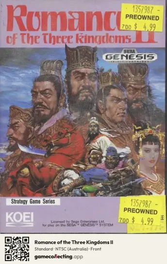 Romance of the Three Kingdoms II Sega Mega Drive / Genesis, Australia box front