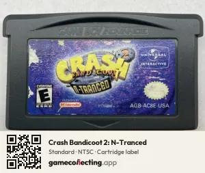 Crash Bandicoot 2: N-Tranced Game Boy Advance, NTSC cartridge label