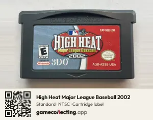 High Heat Major League Baseball 2002 Game Boy Advance, NTSC cartridge label