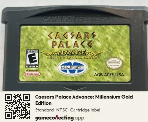 Caesars Palace Advance: Millennium Gold Edition Game Boy Advance, NTSC cartridge label