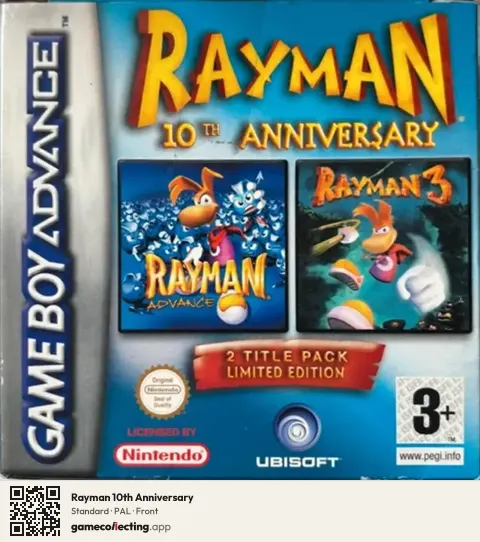 Rayman 10th Anniversary Game Boy Advance, PAL box front