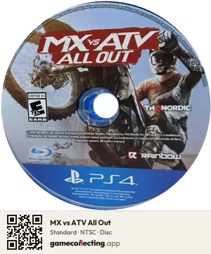 MX vs ATV All Out PlayStation 4, NTSC disc