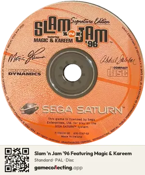 Slam 'n Jam '96 Featuring Magic & Kareem Sega Saturn, PAL disc