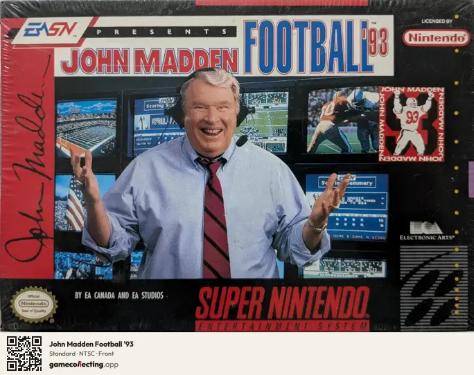 John Madden Football '93 Super Nintendo Entertainment System, NTSC box front