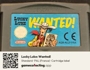 Lucky Luke: Wanted! Game Boy Advance, PAL cartridge label