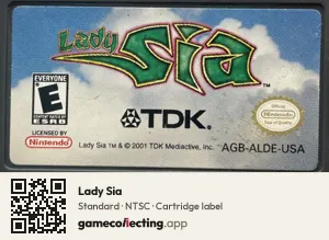 Lady Sia Game Boy Advance, NTSC cartridge label