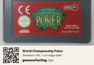 World Championship Poker Game Boy Advance, PAL cartridge label