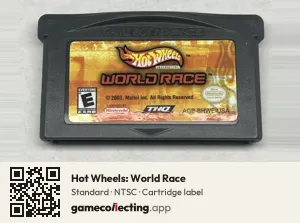 Hot Wheels: World Race Game Boy Advance, NTSC cartridge label
