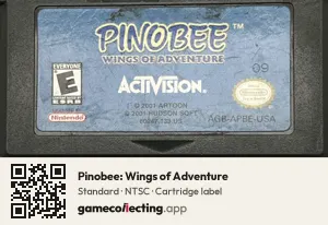 Pinobee: Wings of Adventure Game Boy Advance, NTSC cartridge label