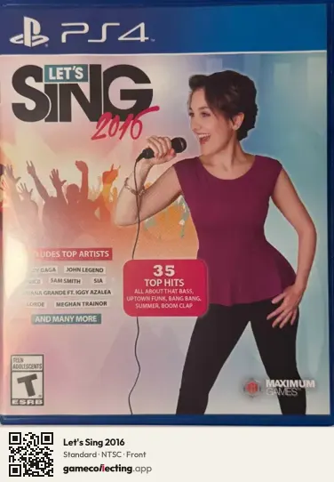 Let's Sing 2016 PlayStation 4, NTSC box front