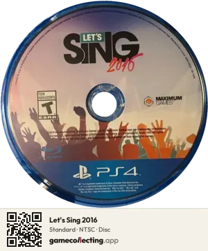 Let's Sing 2016 PlayStation 4, NTSC disc