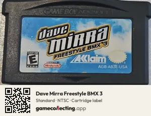 Dave Mirra Freestyle BMX 3 Game Boy Advance, NTSC cartridge label