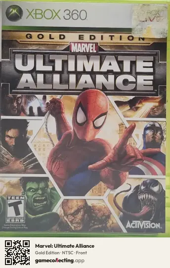 Marvel: Ultimate Alliance Xbox 360, NTSC box front