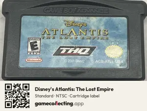 Disney's Atlantis: The Lost Empire Game Boy Advance, NTSC cartridge label