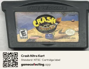 Crash Nitro Kart Game Boy Advance, NTSC cartridge label
