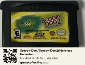 Scooby-Doo / Scooby-Doo 2: Monsters Unleashed Game Boy Advance, NTSC cartridge label