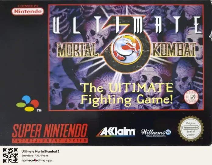 Ultimate Mortal Kombat 3 Super Nintendo Entertainment System, PAL box front